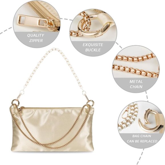 Women Satin Evening Handbag Wedding Prom Clutch Purse Formal Cocktail Party Clut - Picture 6 of 8